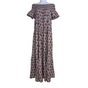 Marea Boho Floral Country Maxi Dress Peasant Purple Smocked Women Small NWT NEW